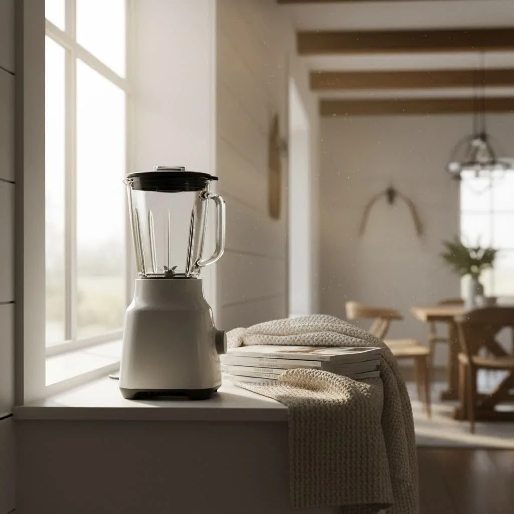 Commercial food blender in a professional kitchen
