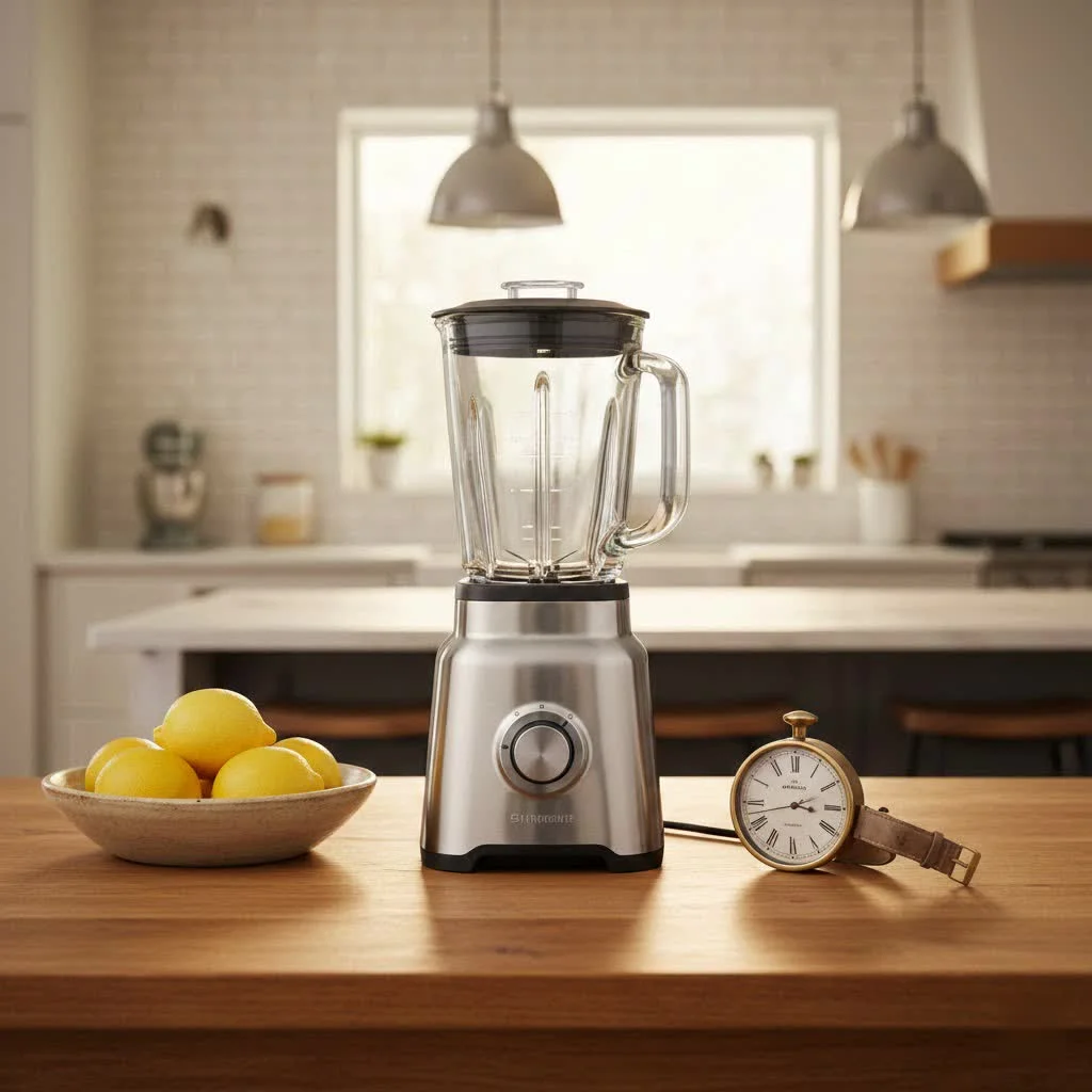Food chopper and blender combo on a kitchen counter
